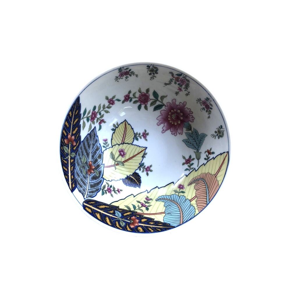 Serving Bowl Tobacco Leaf Genus Nicotiana Fine China by Mann Colorful 8.25"